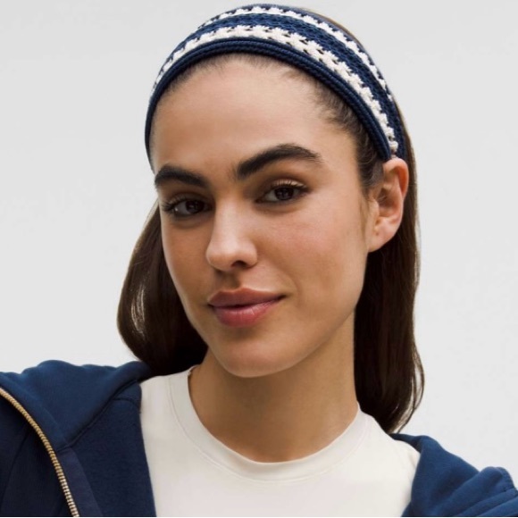 lululemon athletica Accessories - NWT Lululemon Cotton Crochet Headband, club blue, light ivory